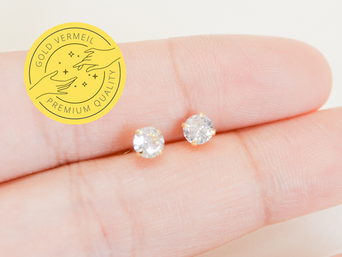 E107 18k gold vermeil cz diamond earrings