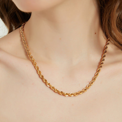 Ava gold twist rope necklace