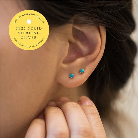 Luna 18k gold vermeil turquoise stone stud earring