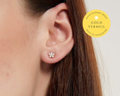 juliette 18k gold vermeil CZ Flower Stud Earring