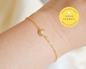 Nova 18k gold vermeil dainty Crescent Moon charm Bracelet