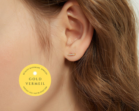 Juliana 18k gold vermeil CZ straight rod Stud earring