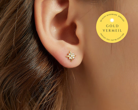 Emery 18k gold vermeil Tiny Star Stud Earrings